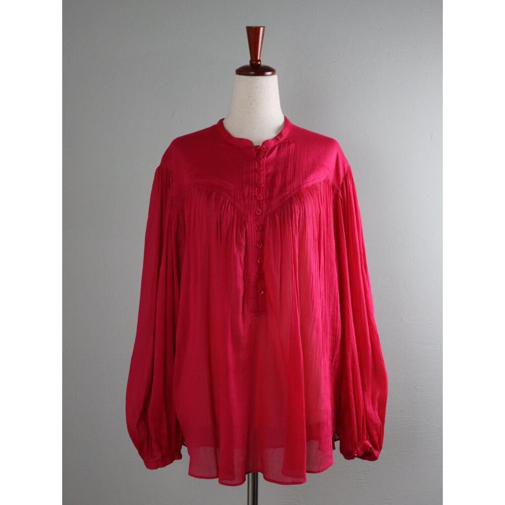 ISABEL MARANT $630 Cotton Silk Gauze Semi Sheer Popover Blouse Top Size 38